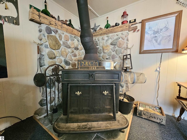 details with a wood stove
