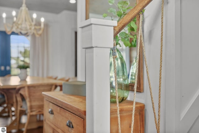 interior space with a chandelier