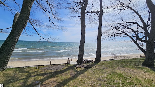 745 S Crescent Ave, Au Gres, MI 48703 - property view of water featuring a beach view