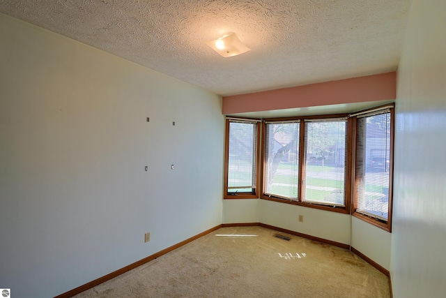 1173 Sunview, Saint Johns, MI 48879 - empty room with a textured ceiling, baseboards, visible vents, and light colored carpet
