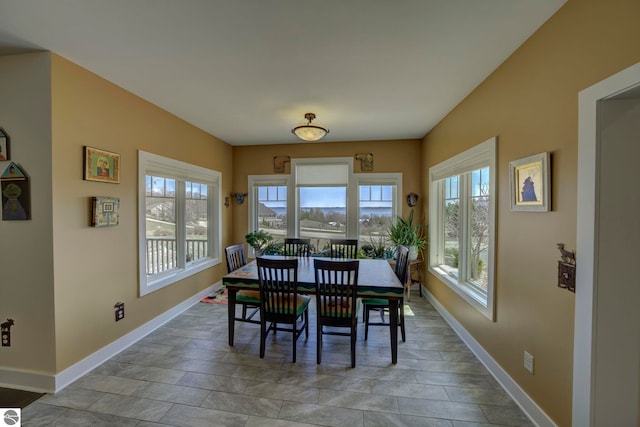 dining area featuring baseboards and a wealth of natural light