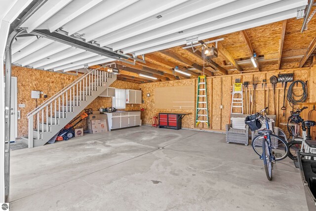 garage with a garage door opener