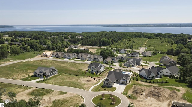 203 Vineyard Ridge Dr Unit 38, Traverse City, MI 49686 - birds eye view of property with a forest view, a water view, and a residential view