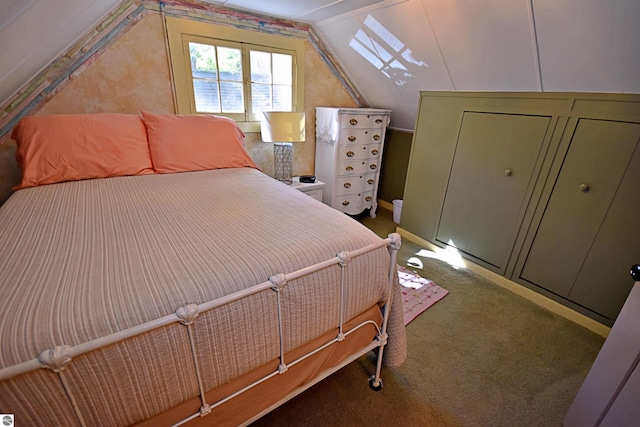 1900 Pavilion Dr, Lake City, MI 49651 - carpeted bedroom featuring lofted ceiling