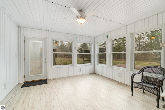 7888 E Broomfield Rd, Mount Pleasant, MI 48858 - unfurnished sunroom featuring ceiling fan