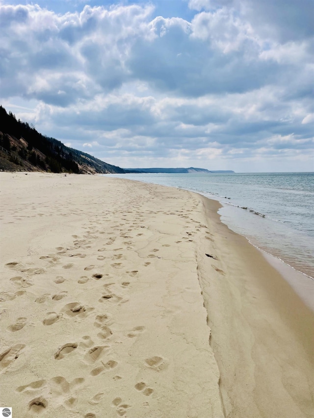 property view of water with a beach view