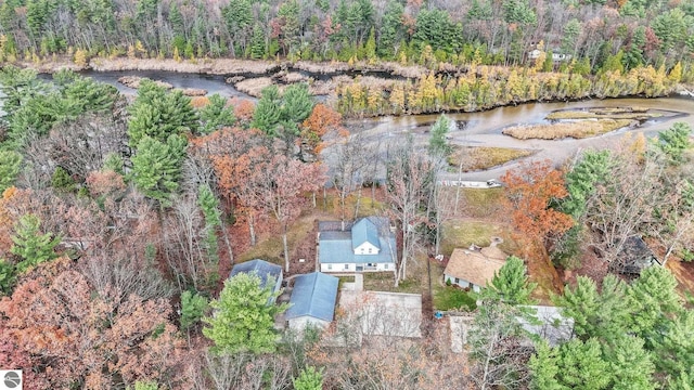 6836 NW Aarwood Trl, Rapid City, MI 49676 - birds eye view of property featuring a forest view