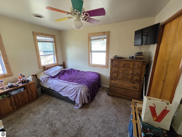 4280 Birch St, Lake, MI 48632 - bedroom featuring multiple windows, carpet flooring, and ceiling fan