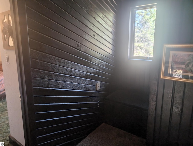 interior space with plenty of natural light and wooden walls