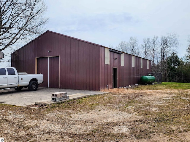 view of pole building with heating fuel