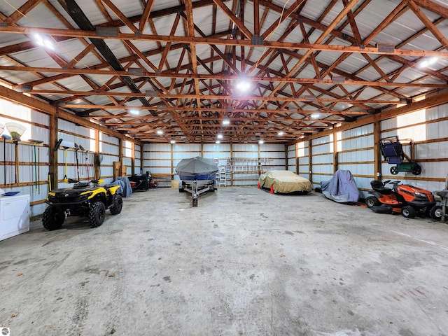 garage with metal wall