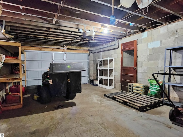 garage with a garage door opener