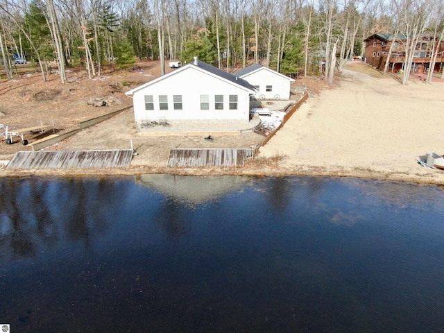 exterior space featuring a water view