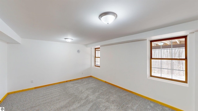 spare room with baseboards and carpet flooring