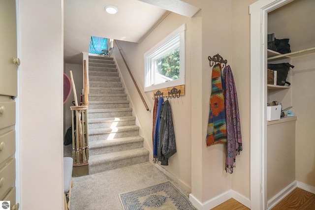 stairway with baseboards