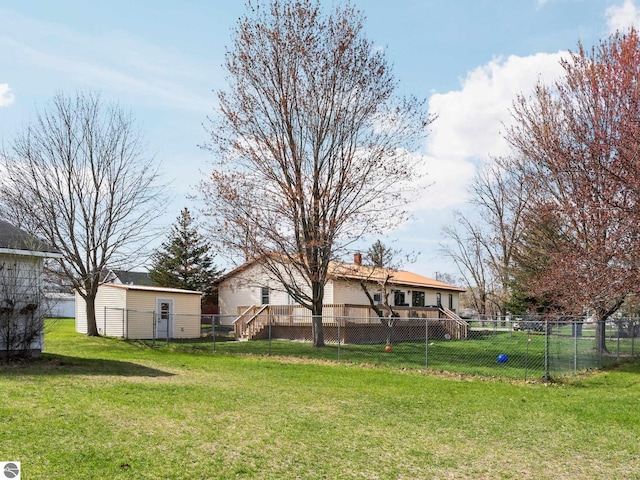 431 E Bittner Ave, Reed City, MI 49618 - view of yard featuring a fenced backyard and an outbuilding