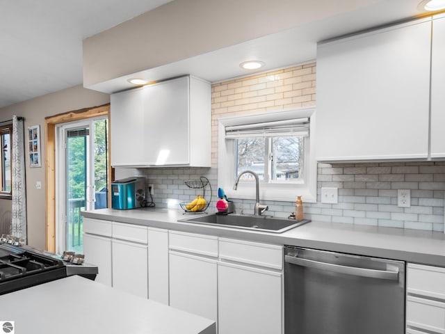 431 E Bittner Ave, Reed City, MI 49618 - kitchen featuring stainless steel dishwasher, a sink, and white cabinetry