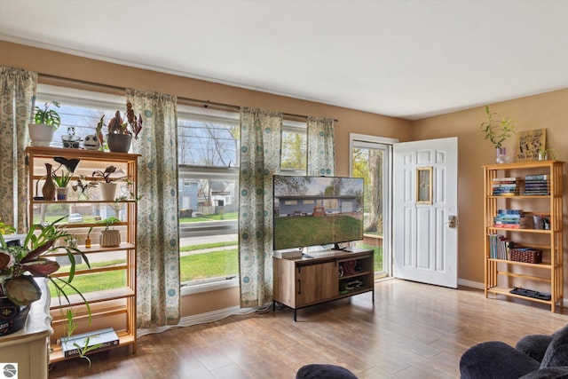 422 W Center, Alma, MI 48801 - interior space featuring baseboards, a healthy amount of sunlight, and wood finished floors