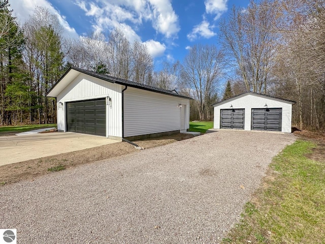 view of detached garage