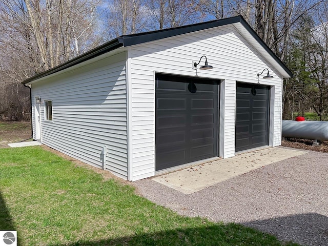 view of detached garage