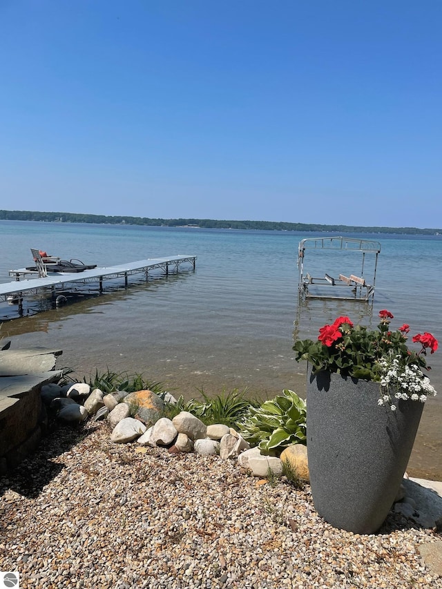 view of dock featuring a water view