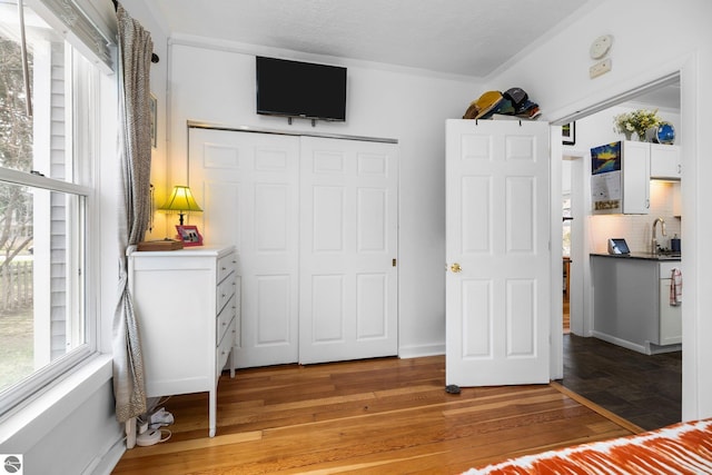 917 Lincoln St, Traverse City, MI 49686 - bedroom with a sink, a closet, and light wood finished floors