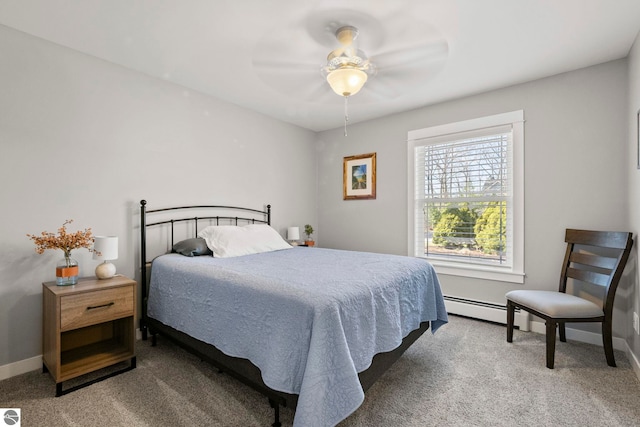 9086 N Tottenham Dr, Traverse City, MI 49685 - carpeted bedroom featuring baseboards, ceiling fan, and baseboard heating