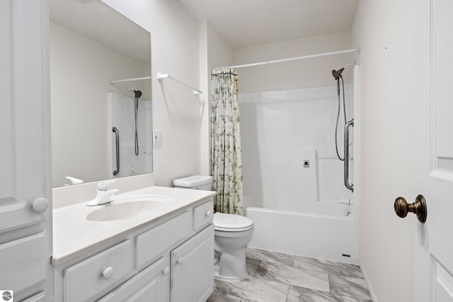 1316 Terra Rd, Traverse City, MI 49686 - full bathroom with toilet, shower / bathtub combination with curtain, and vanity