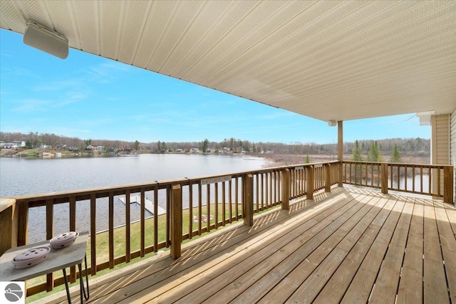 deck with a water view