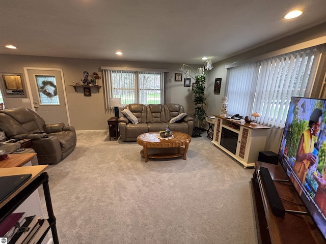 3633 Driftwood Dr, Cadillac, MI 49601 - carpeted living room featuring recessed lighting