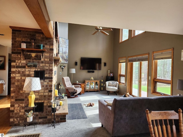 1697 Wildwood Rd, Sterling, MI 48659 - carpeted living room with ceiling fan