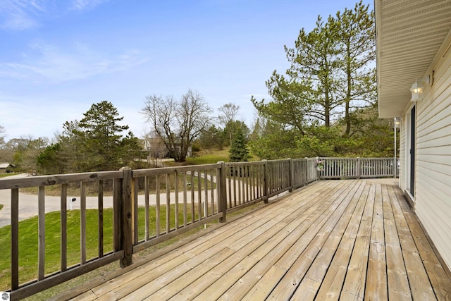 8377 Orchard Hill Rd, Beulah, MI 49617 - view of wooden terrace