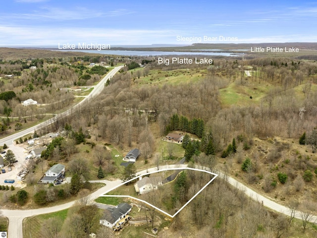 8377 Orchard Hill Rd, Beulah, MI 49617 - birds eye view of property featuring a water view