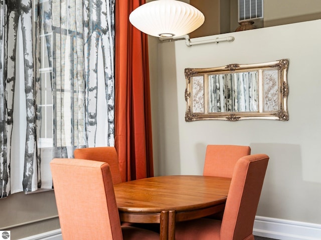dining room featuring visible vents