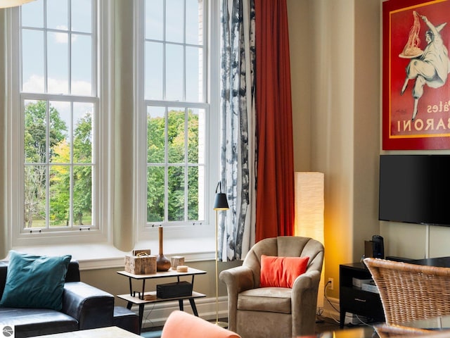 sitting room featuring a healthy amount of sunlight