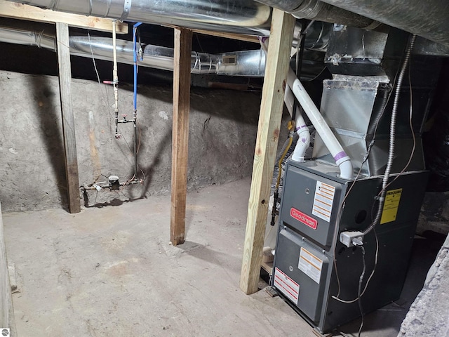 unfinished below grade area with heating unit