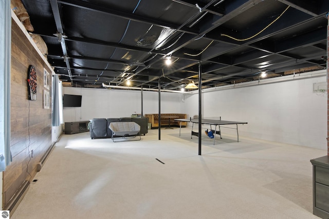 view of finished basement