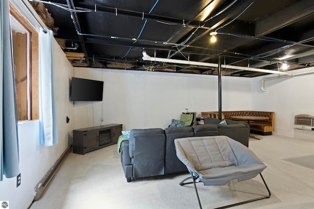 interior space featuring heating unit