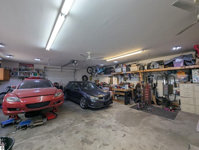 garage with a garage door opener