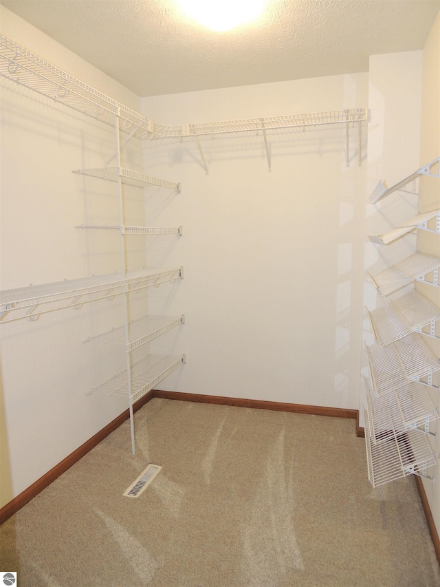 spacious closet with visible vents and carpet flooring