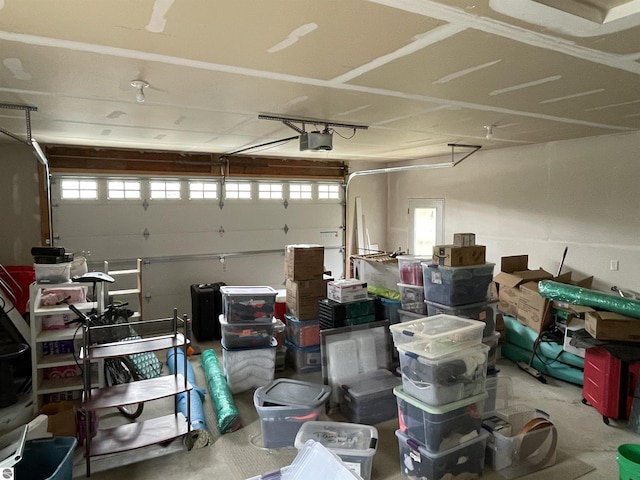 garage with a garage door opener