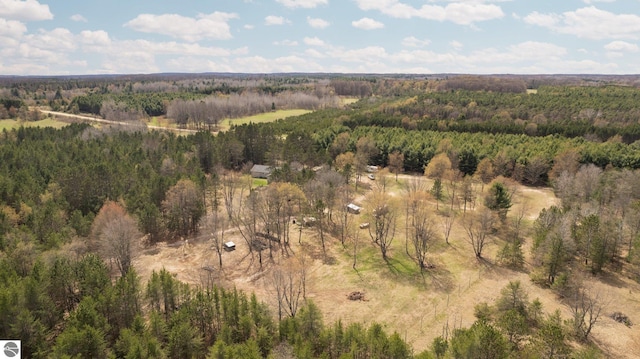 drone / aerial view with a forest view