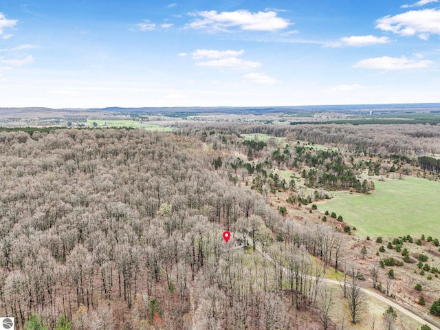 aerial view with a wooded view