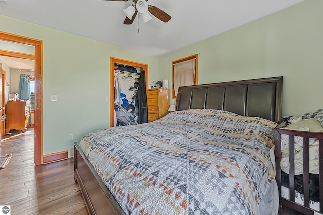 7276 Tiger Dr Unit A, And B, Lake Ann, MI 49650 - bedroom with a ceiling fan, visible vents, wood finished floors, baseboards, and a closet