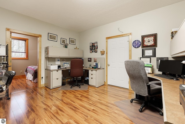 office space with light wood finished floors