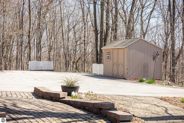 view of shed
