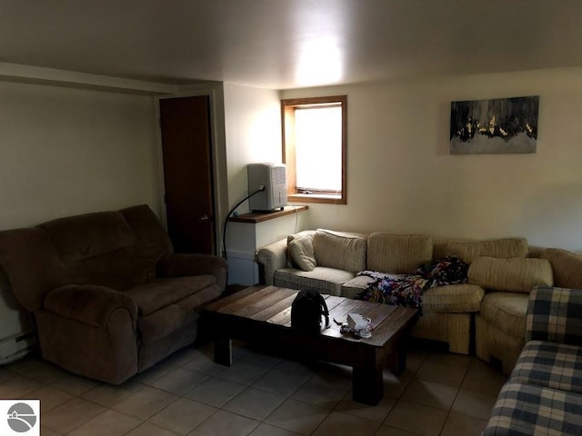 living area with light tile patterned flooring
