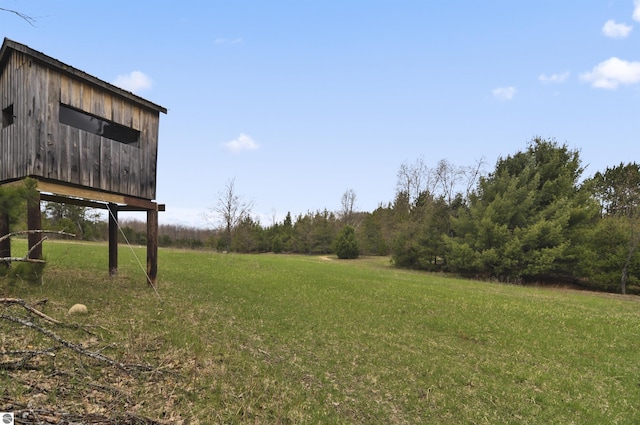 view of yard with an outdoor structure