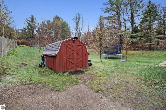 7809 Potter Rd, Bear Lake, MI 49614 - view of shed with a trampoline and fence