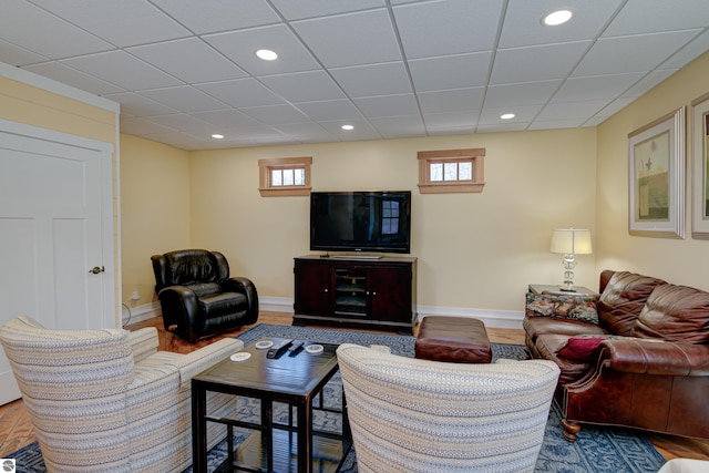 4130 W Dodge Springs Trl, Maple City, MI 49664 - living room with wood finished floors, baseboards, and recessed lighting